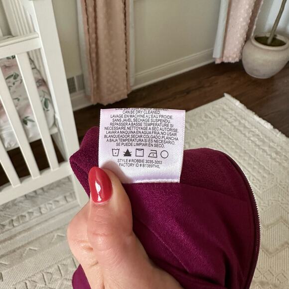 Dress The Population Robbie V-Neck Drape Jumpsuit Burgundy L - Picture 7 of 9